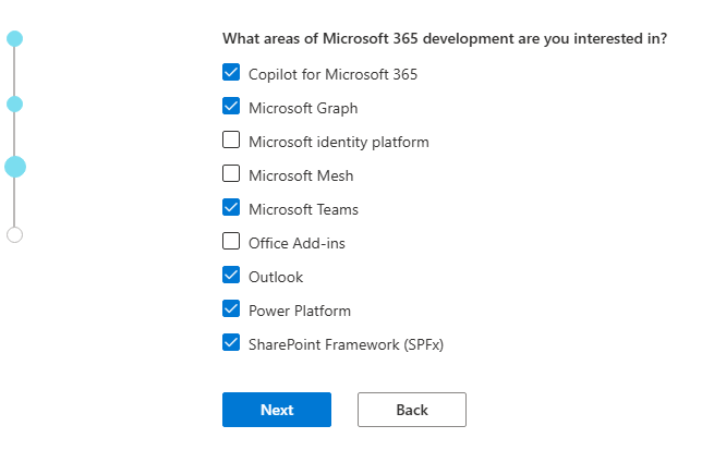 Microsoft 365 Developer Program – izvēlies jomas