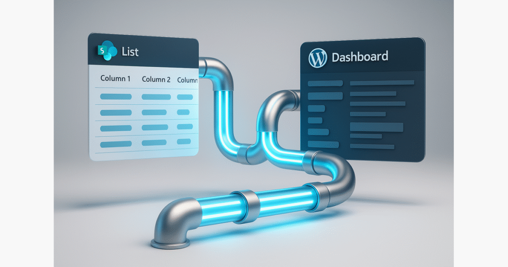 Automātiska WP publicēšana no SharePoint — datu plūsma ar Power Automate