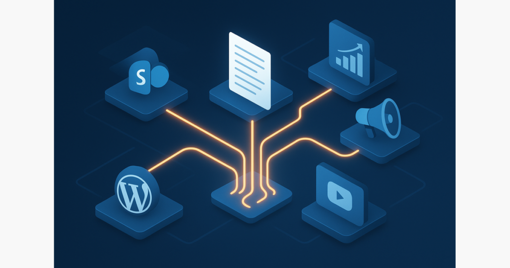 SharePoint un WordPress satura atkārtota izmantošana — vienu reizi sagatavots raksts strādā vairākos kanālos — datu sin…