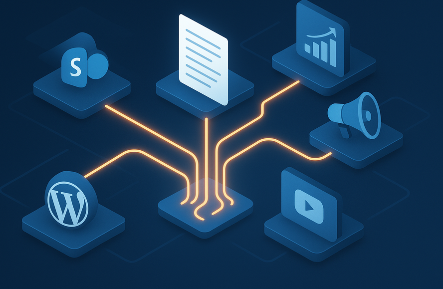 SharePoint un WordPress satura atkārtota izmantošana — vienu reizi sagatavots raksts strādā vairākos kanālos — datu sin…