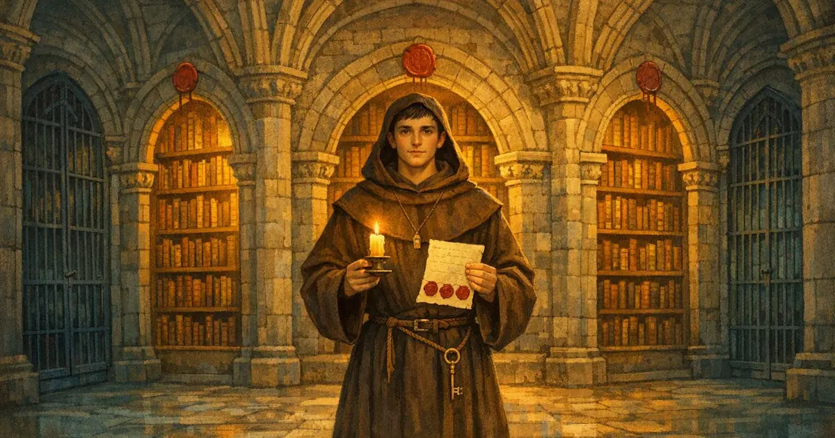 SharePoint AI indexer permissions: a monk with a sealed list may enter only the three library alcoves that carry the same seal